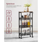 Versatile 4-tier utility cart for kitchen, office, and living spaces
