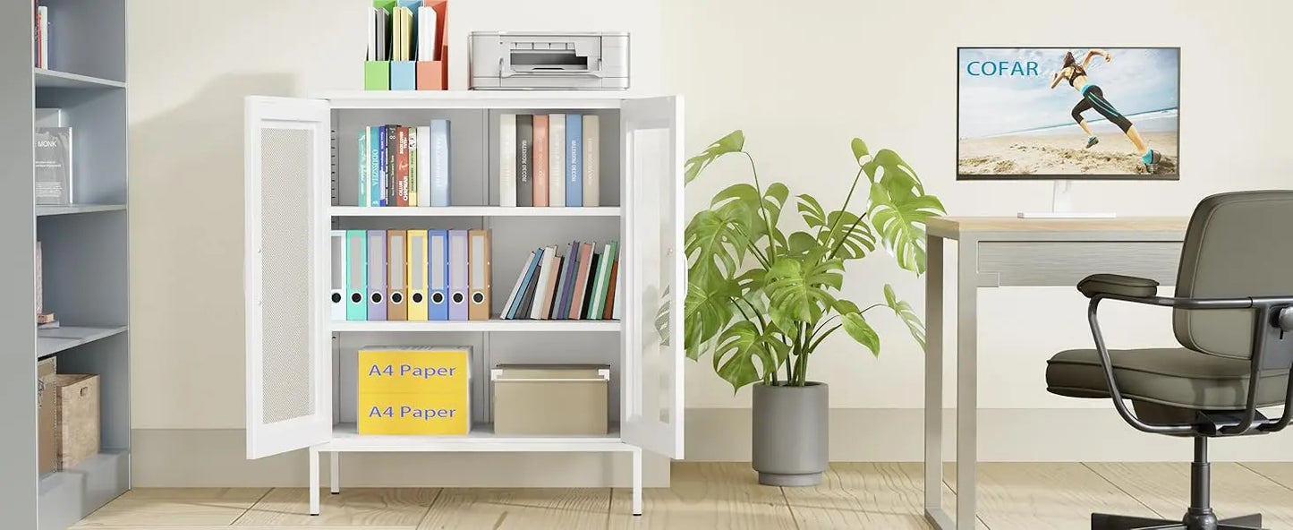 White Metal Storage Cabinet