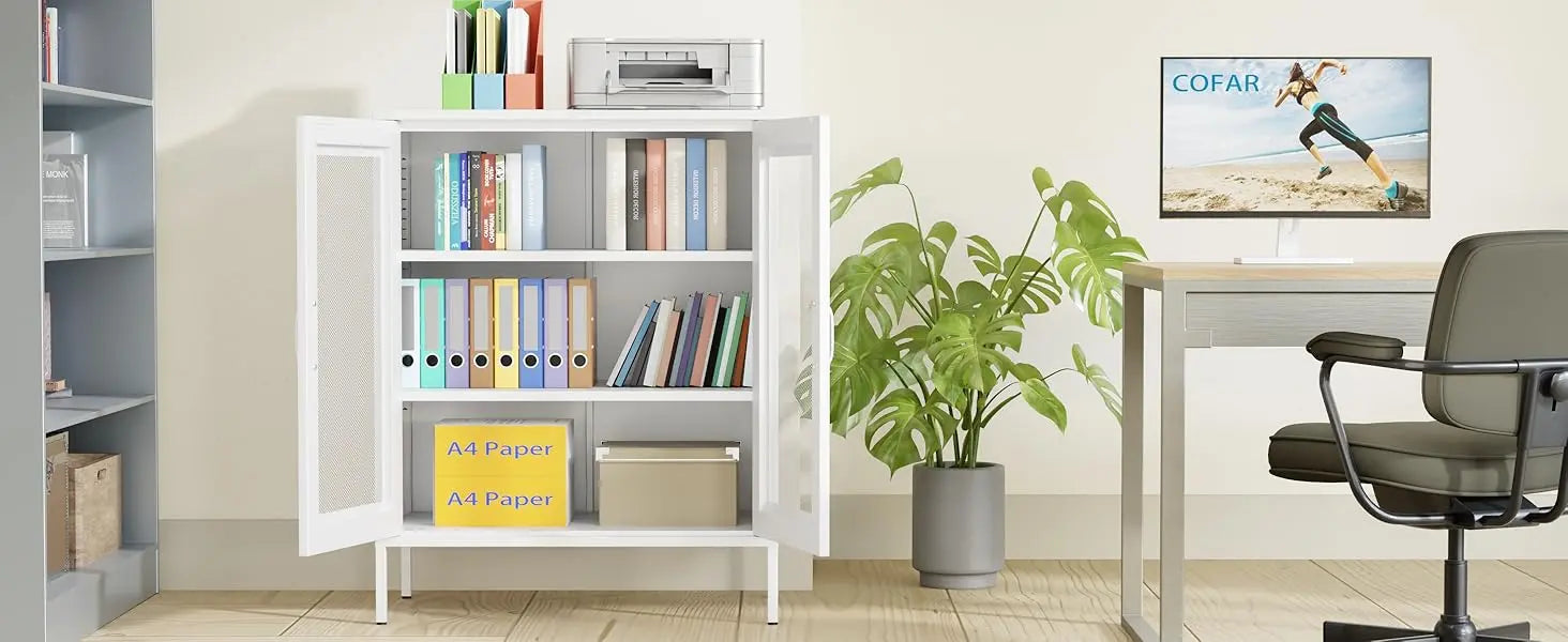 White Metal Storage Cabinet