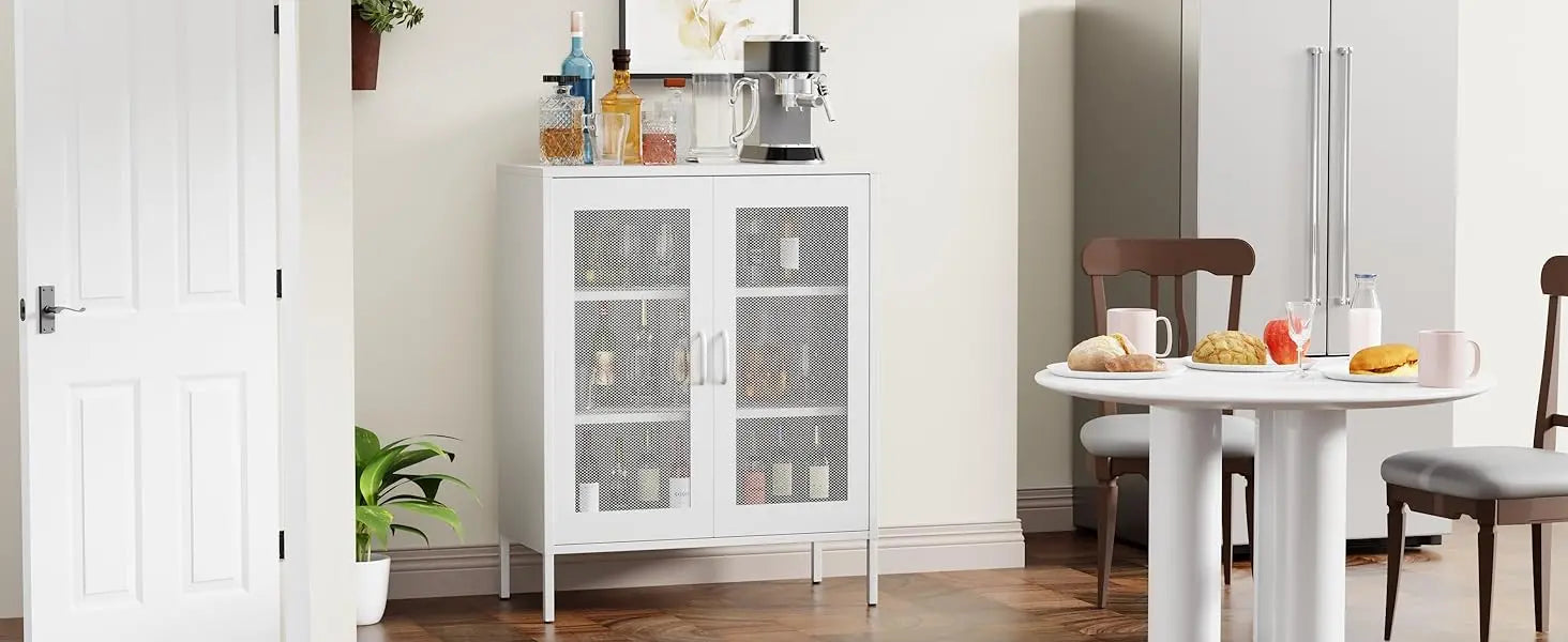 White Metal Storage Cabinet